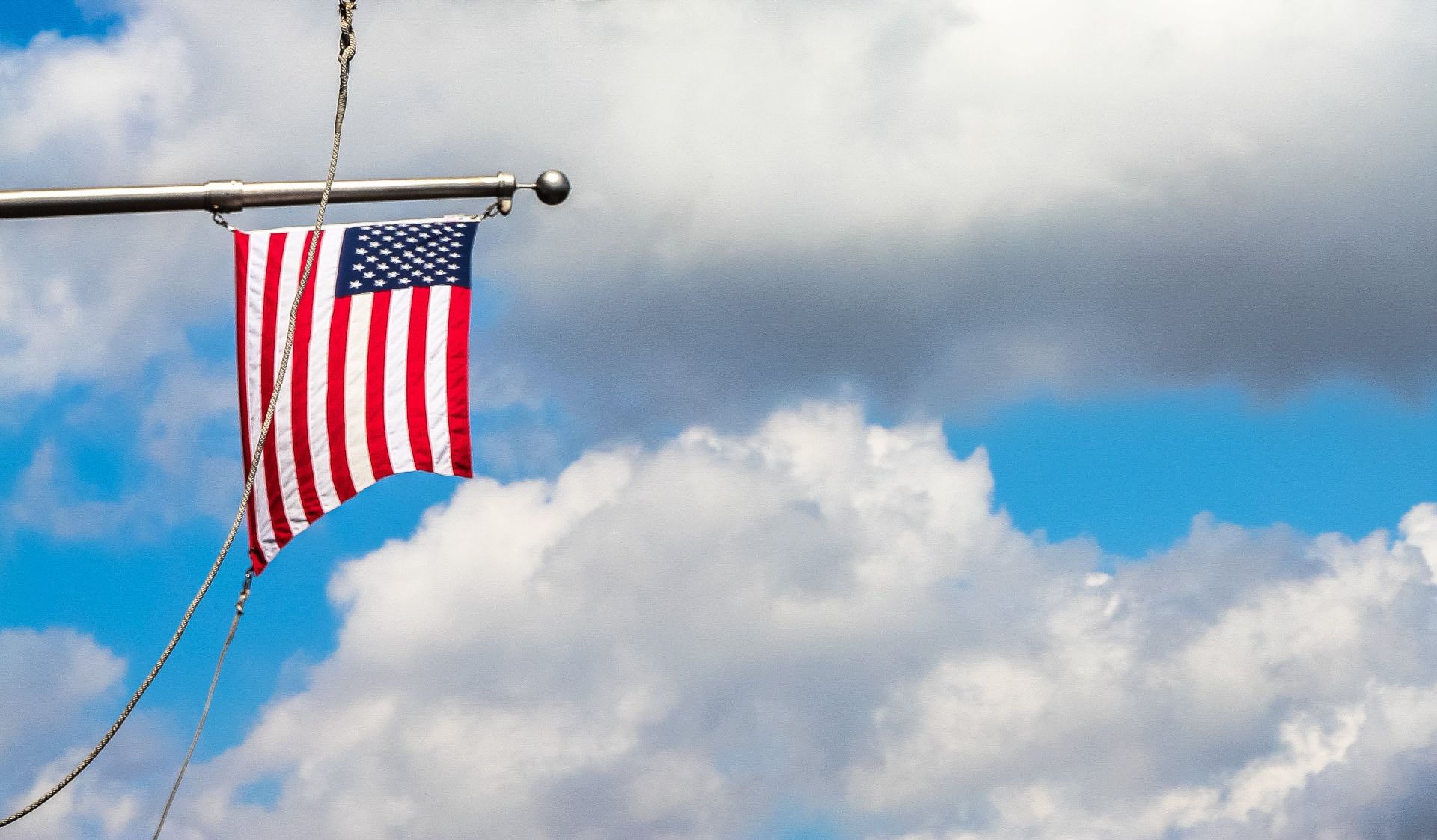 Usa Flag on Gray Metal Pole